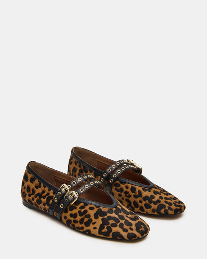 LYDIA Leopard Square-Toe Mary Jane Ballet Women's Flat Steve Madden LEOPARD