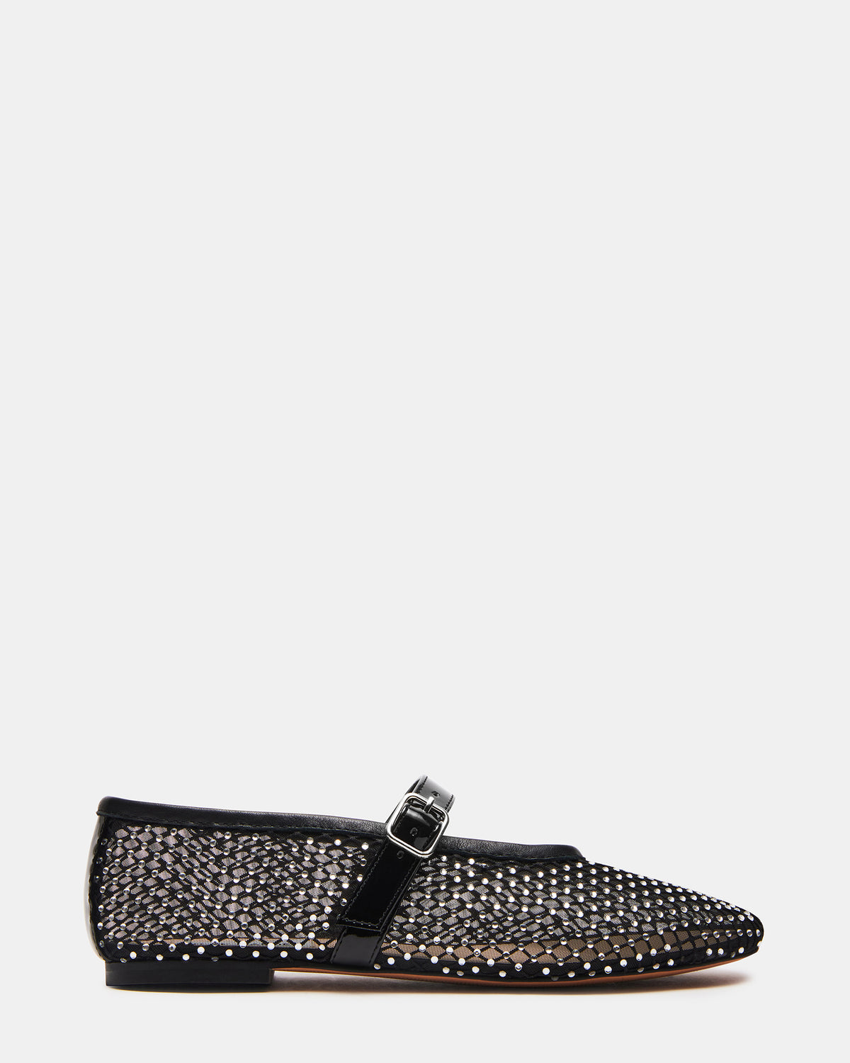 DREAMING Black Mesh Rhinestone Mary Jane | Women's Flats Steve Madden BLACK