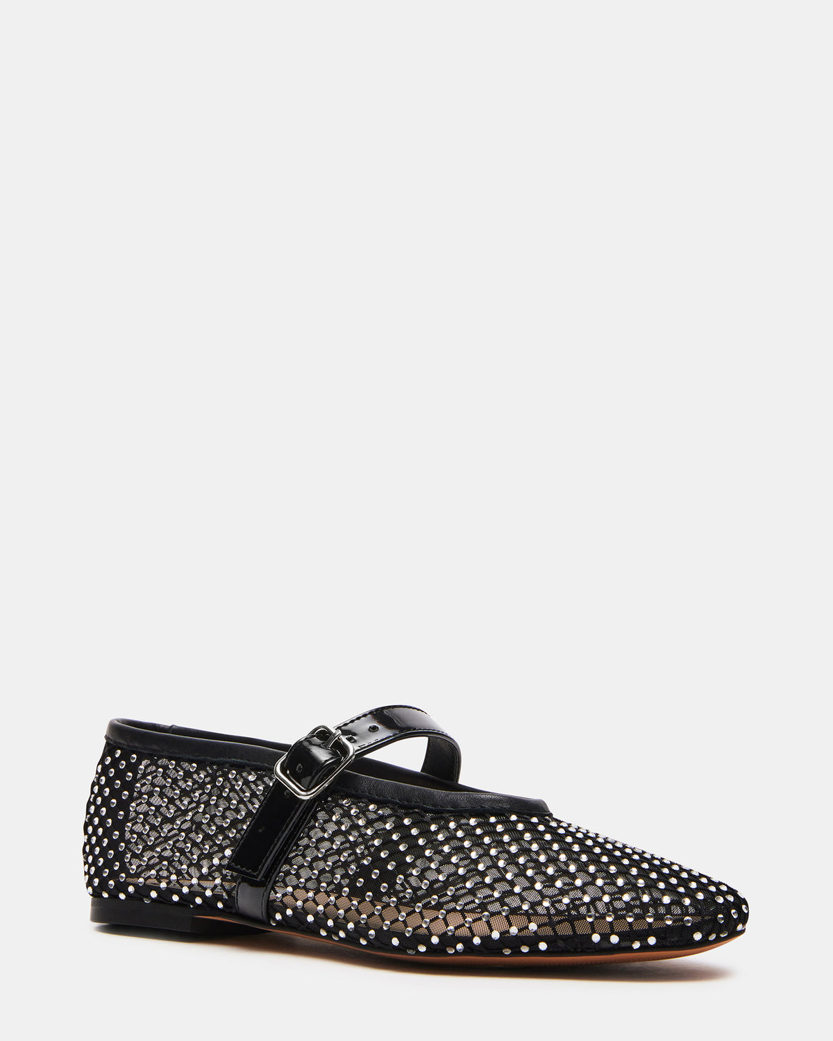 DREAMING Black Mesh Rhinestone Mary Jane | Women's Flats Steve Madden BLACK