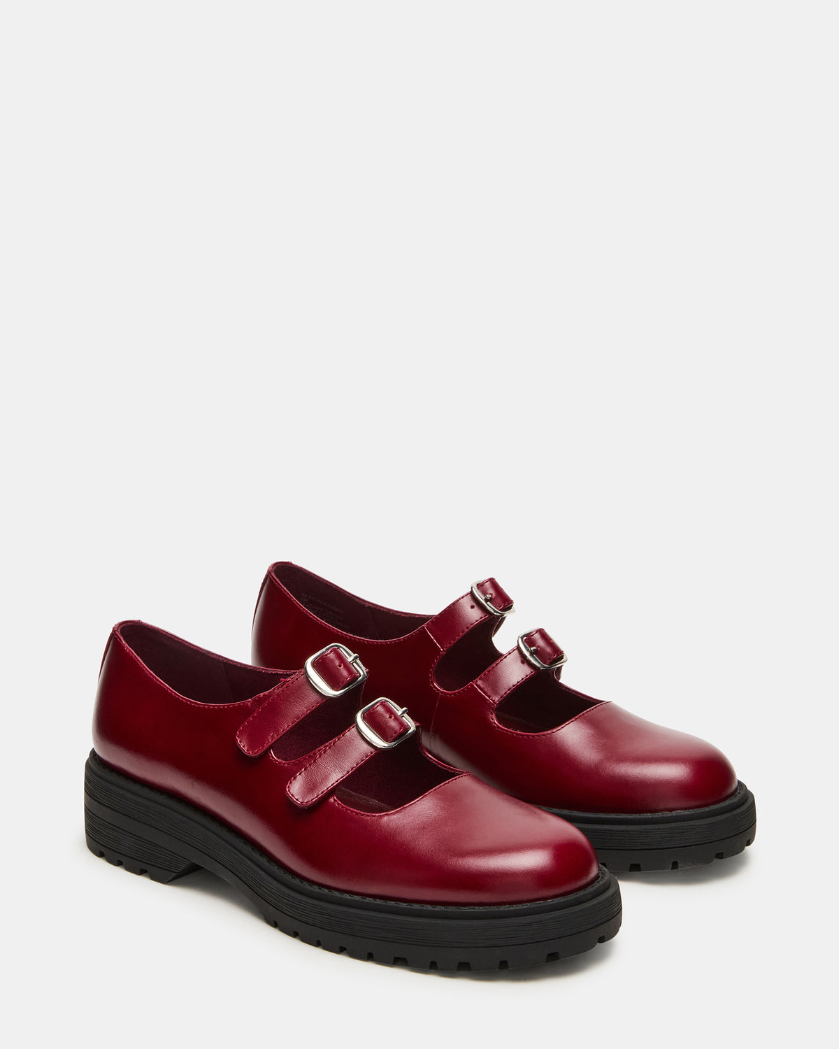 ALBA Burgundy Leather Platform Lug Mary Jane Women's Loafer Steve Madden BURGUNDY LEATHER