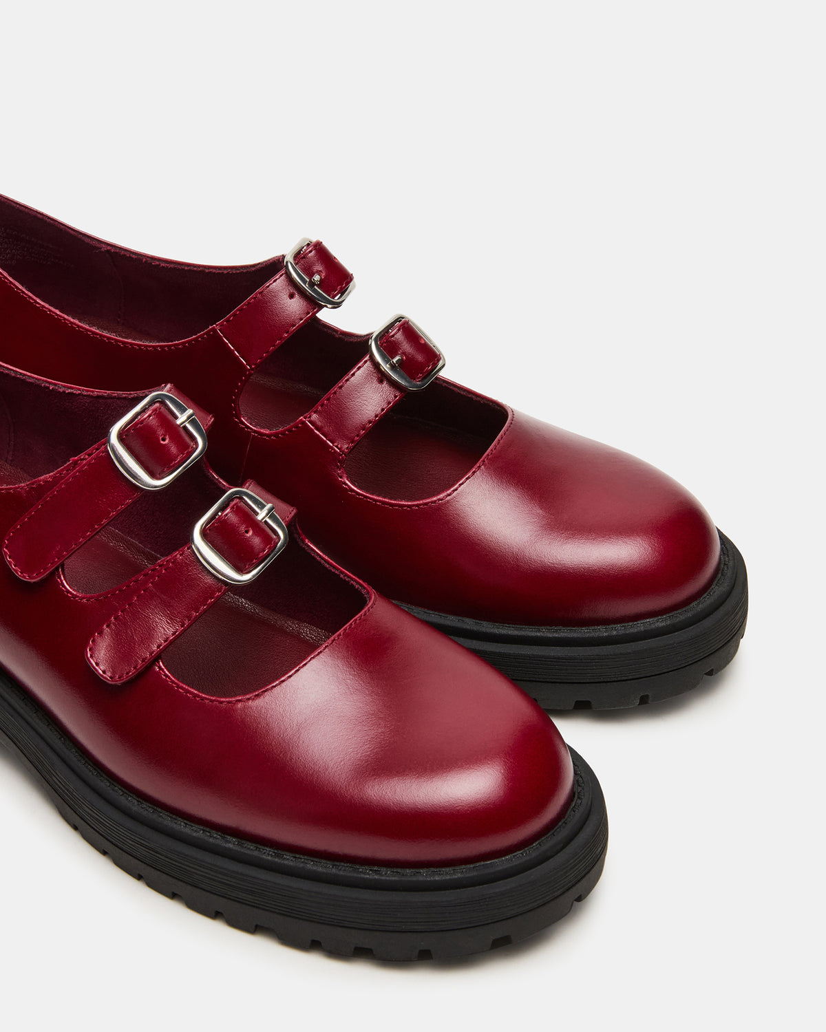 ALBA Burgundy Leather Platform Lug Mary Jane Women's Loafer Steve Madden BURGUNDY LEATHER