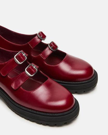 ALBA Burgundy Leather Platform Lug Mary Jane Women's Loafer Steve Madden BURGUNDY LEATHER