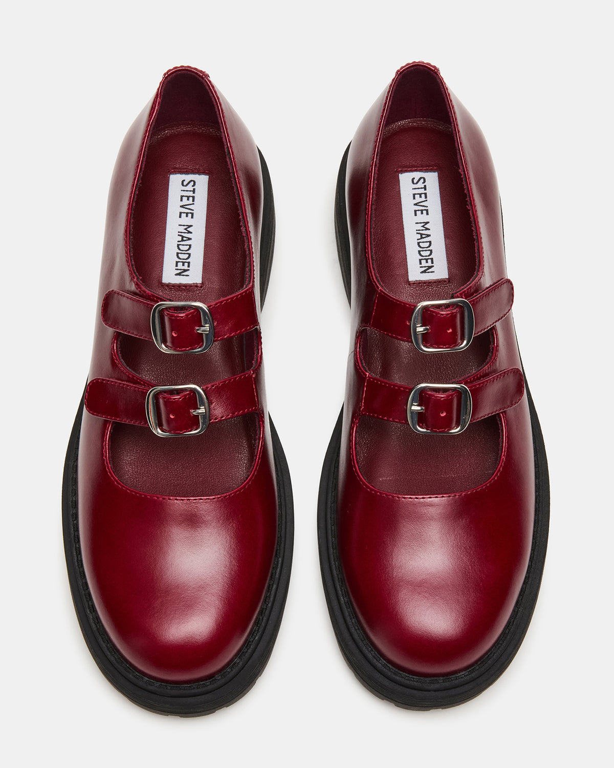 ALBA Burgundy Leather Platform Lug Mary Jane Women's Loafer Steve Madden BURGUNDY LEATHER