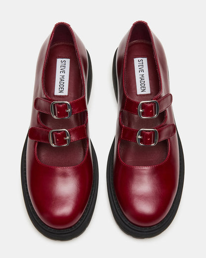 ALBA Burgundy Leather Platform Lug Mary Jane Women's Loafer Steve Madden BURGUNDY LEATHER