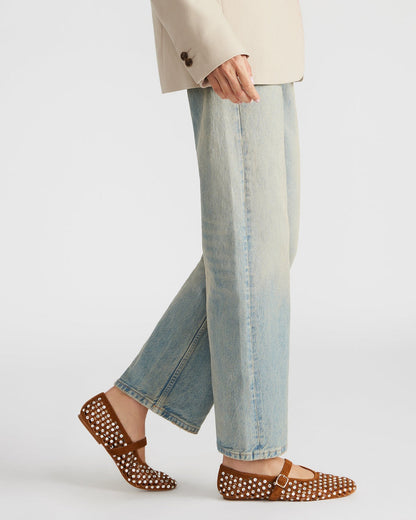 DREAMING Chestnut Suede Rhinestones Women's Mary Jane Flats Steve Madden CHESTNUT SUEDE