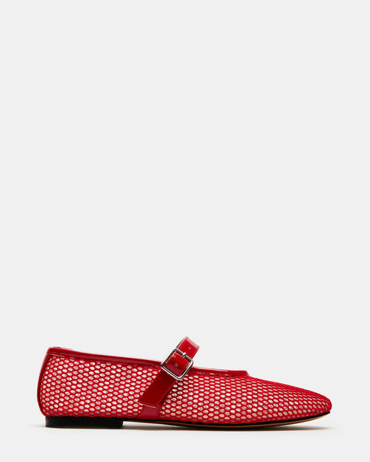 DREAMING Red Mesh Women's Mary Jane Flats Steve Madden RED
