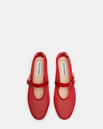 DREAMING Red Mesh Women's Mary Jane Flats Steve Madden RED