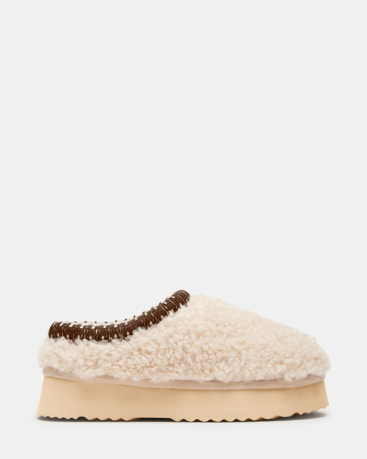 SELENA Faux Shearling Women's Natural Slip-On Mule Flat Steve Madden NATURAL
