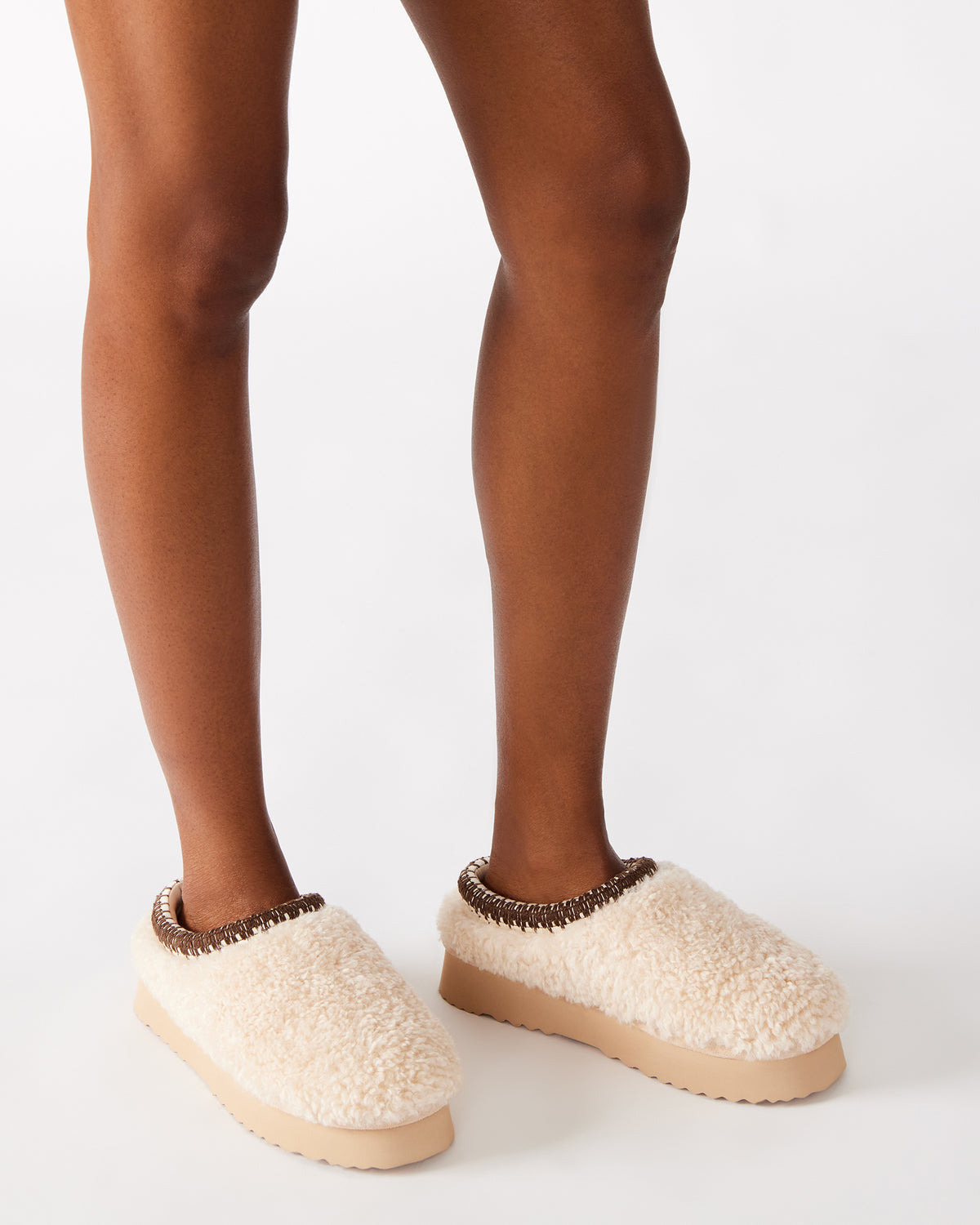 SELENA Faux Shearling Women's Natural Slip-On Mule Flat Steve Madden NATURAL