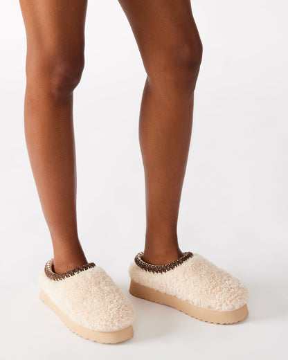 SELENA Faux Shearling Women's Natural Slip-On Mule Flat Steve Madden NATURAL