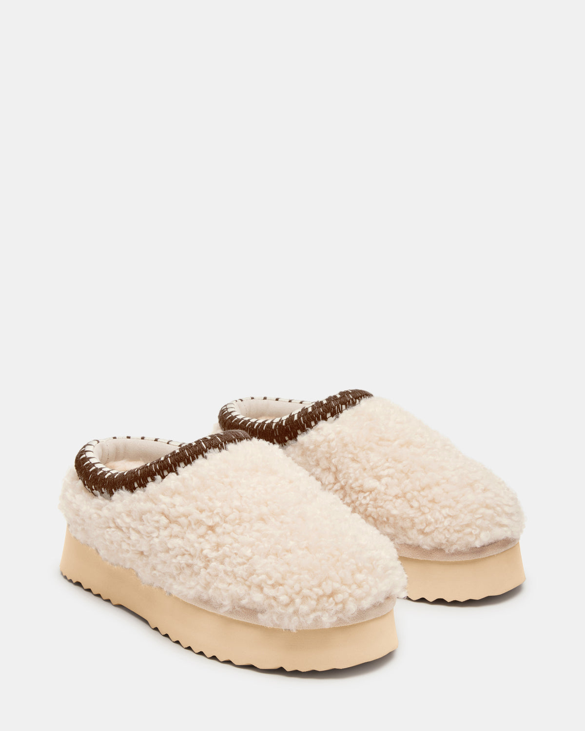 SELENA Faux Shearling Women's Natural Slip-On Mule Flat Steve Madden NATURAL