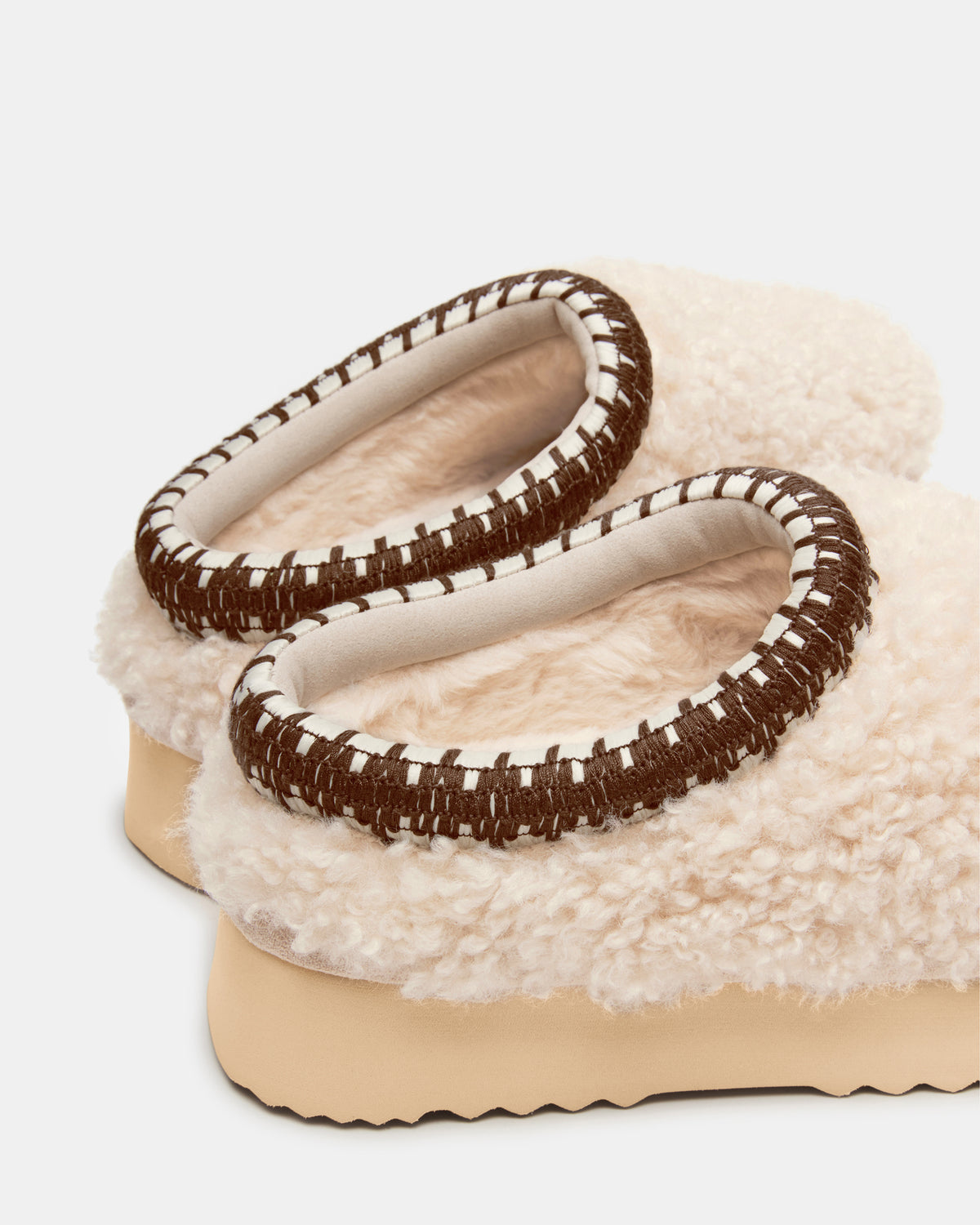 SELENA Faux Shearling Women's Natural Slip-On Mule Flat Steve Madden NATURAL