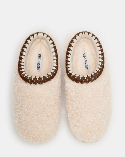 SELENA Faux Shearling Women's Natural Slip-On Mule Flat Steve Madden NATURAL