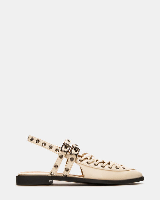 GALANTI Bone Patent Women's Pointed-Toe Moto Slingback Flat Steve Madden BONE PATENT