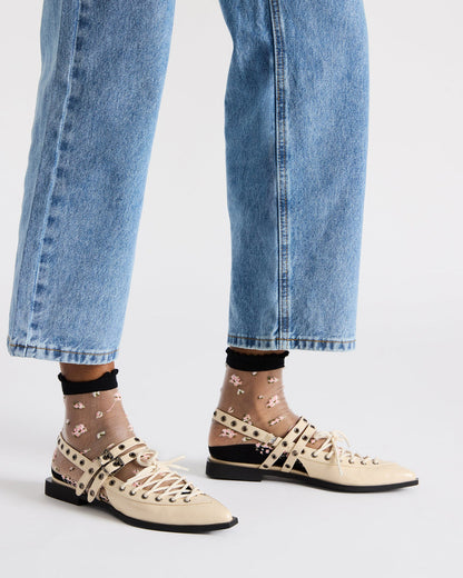 GALANTI Bone Patent Women's Pointed-Toe Moto Slingback Flat Steve Madden BONE PATENT