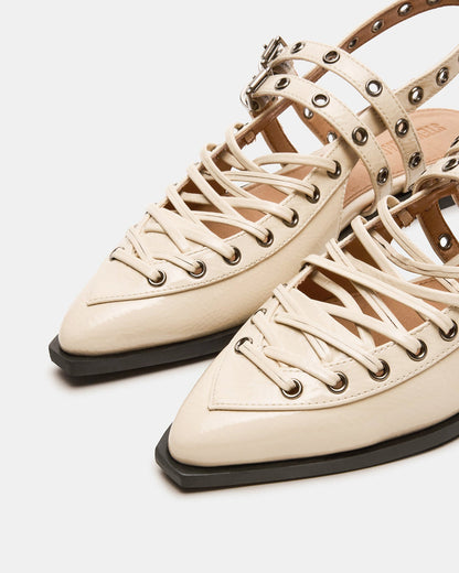 GALANTI Bone Patent Women's Pointed-Toe Moto Slingback Flat Steve Madden BONE PATENT