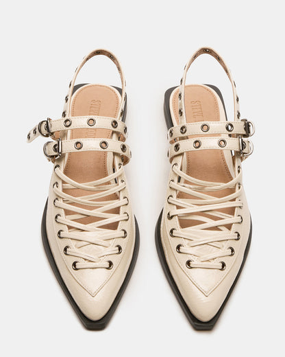 GALANTI Bone Patent Women's Pointed-Toe Moto Slingback Flat Steve Madden BONE PATENT