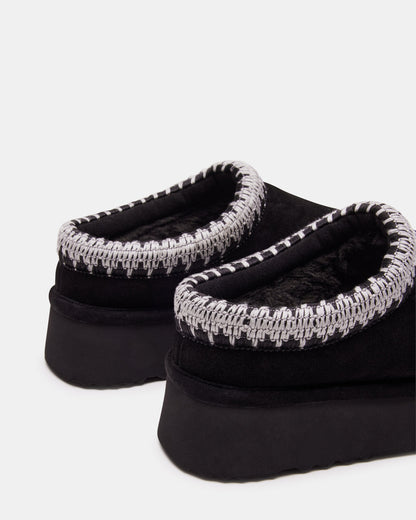 SELENA Black Suede Women's Natural Slip-On Mule Flat Steve Madden BLACK SUEDE