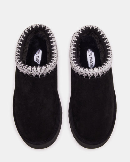 SELENA Black Suede Women's Natural Slip-On Mule Flat Steve Madden BLACK SUEDE