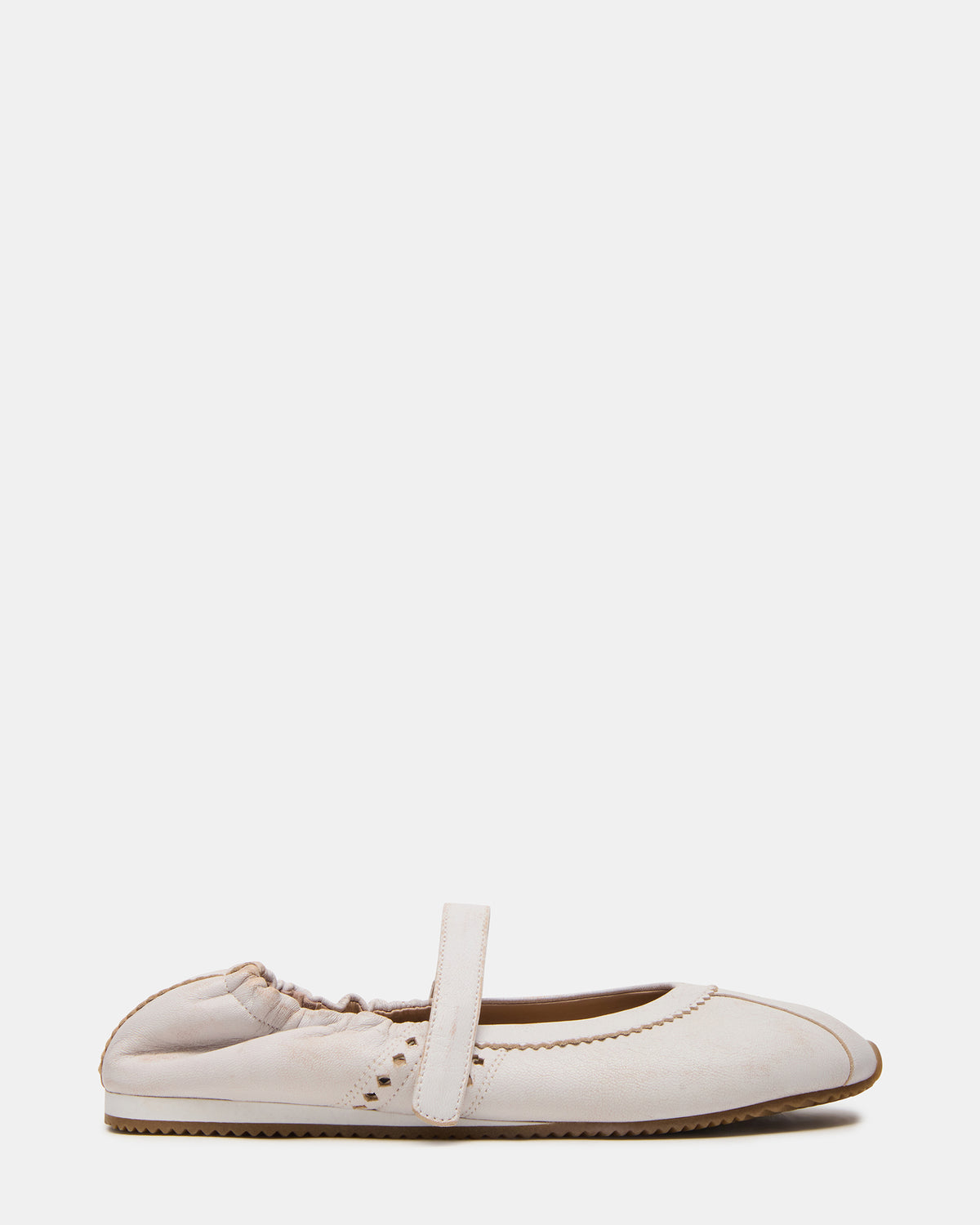 ANAYA White Distressed Mary Jane Ballet Women's Flat Steve Madden WHITE DISTRESSED