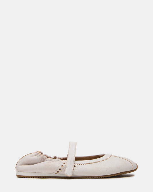 ANAYA White Distressed Mary Jane Ballet Women's Flat Steve Madden WHITE DISTRESSED