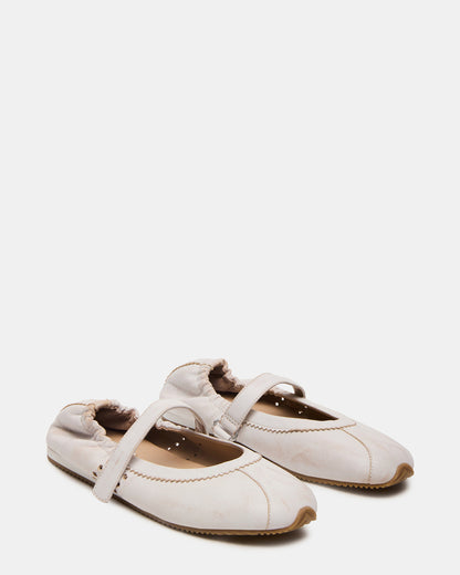 ANAYA White Distressed Mary Jane Ballet Women's Flat Steve Madden WHITE DISTRESSED