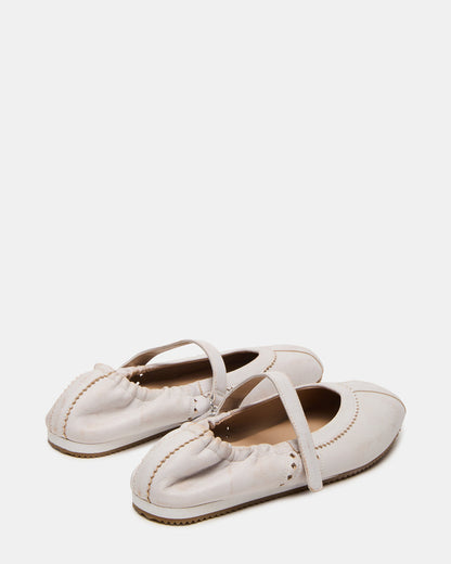 ANAYA White Distressed Mary Jane Ballet Women's Flat Steve Madden WHITE DISTRESSED