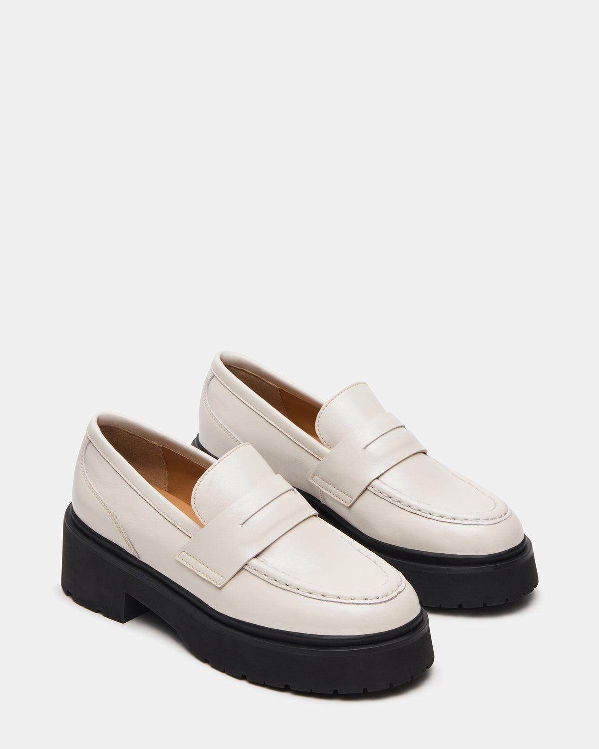 LAYKEN Bone Leather Platform Lug Women's Loafer Steve Madden BONE LEATHER