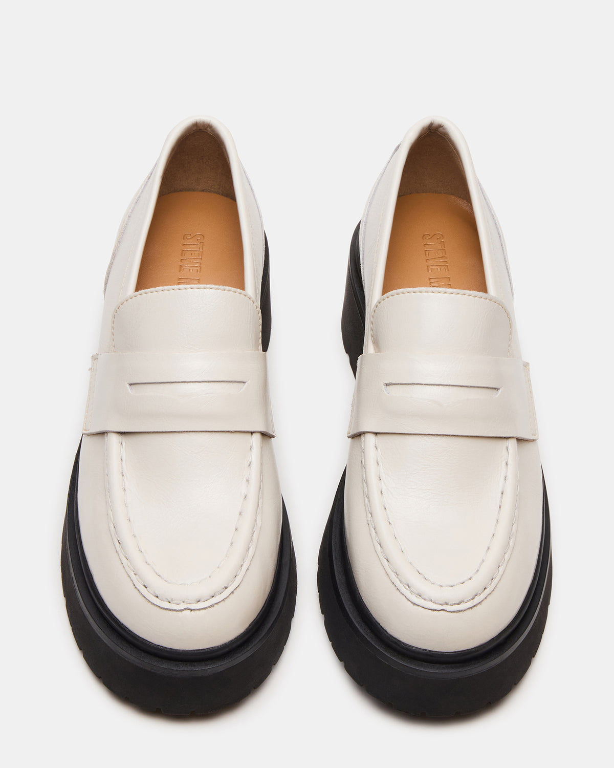 LAYKEN Bone Leather Platform Lug Women's Loafer Steve Madden BONE LEATHER