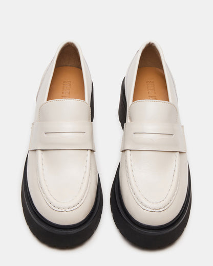 LAYKEN Bone Leather Platform Lug Women's Loafer Steve Madden BONE LEATHER