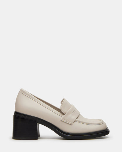 BAXTER Bone Leather Women's Block Heel Loafer Steve Madden BONE LEATHER