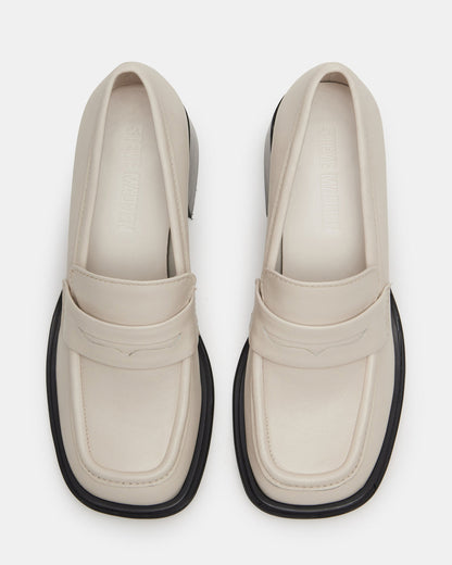 BAXTER Bone Leather Women's Block Heel Loafer Steve Madden BONE LEATHER