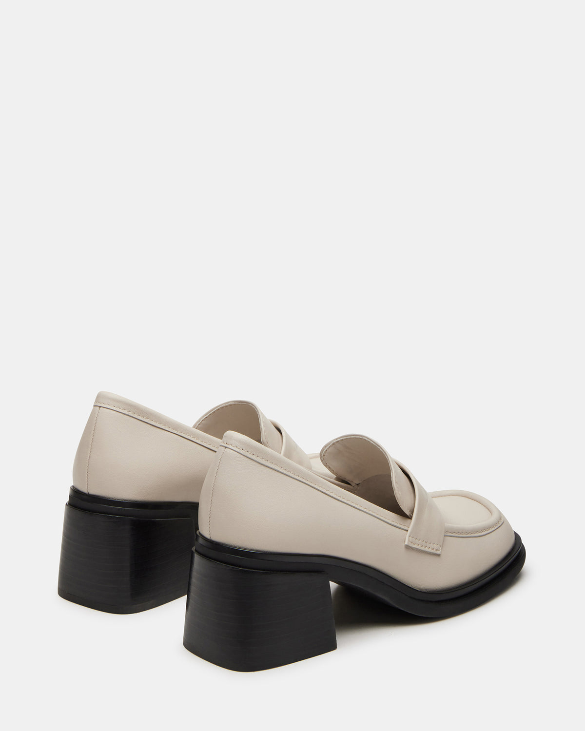 BAXTER Bone Leather Women's Block Heel Loafer Steve Madden BONE LEATHER