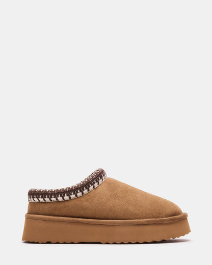 SELENA Chestnut Suede Women's Natural Slip-On Mule Flat Steve Madden CHESTNUT SUEDE