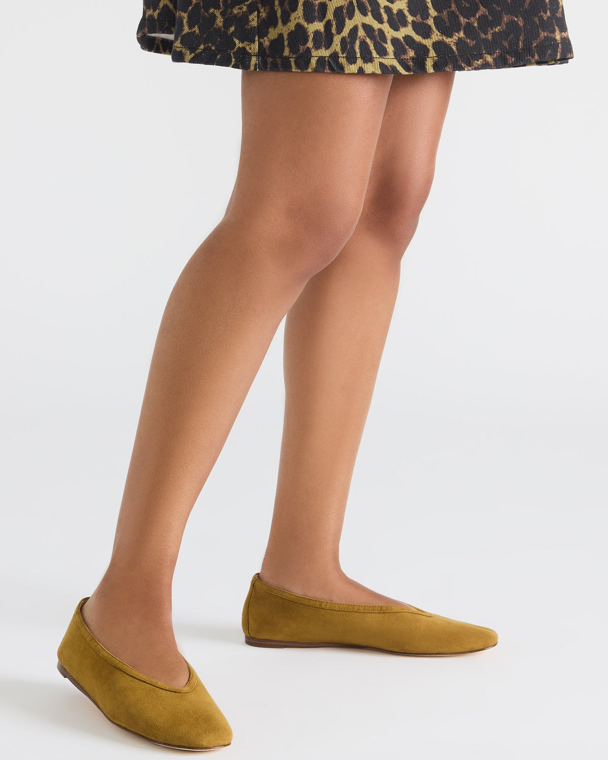 LENI Mustard Suede Square-Toe Ballet Women's Flat Steve Madden MUSTARD SUEDE