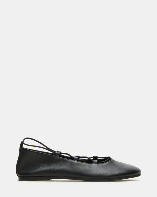 BOMBSHELL Black Leather Ballet Women's Flat Steve Madden BLACK LEATHER