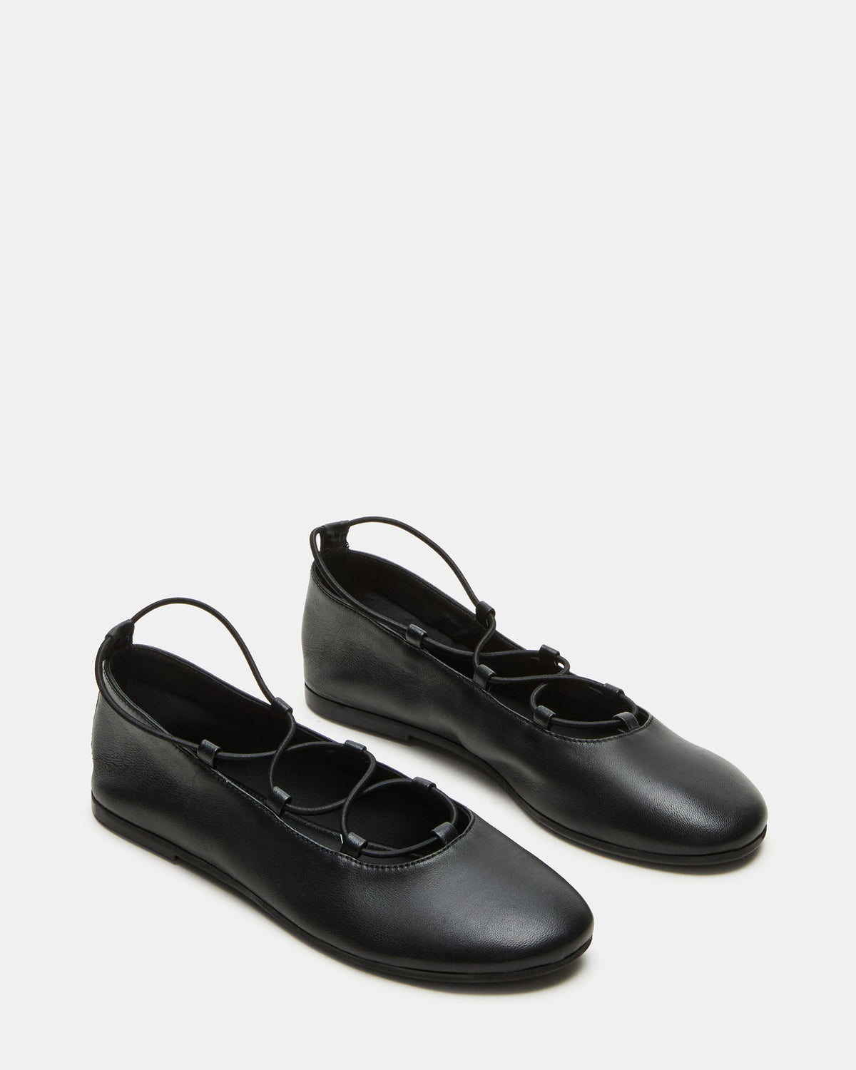 BOMBSHELL Black Leather Ballet Women's Flat Steve Madden BLACK LEATHER