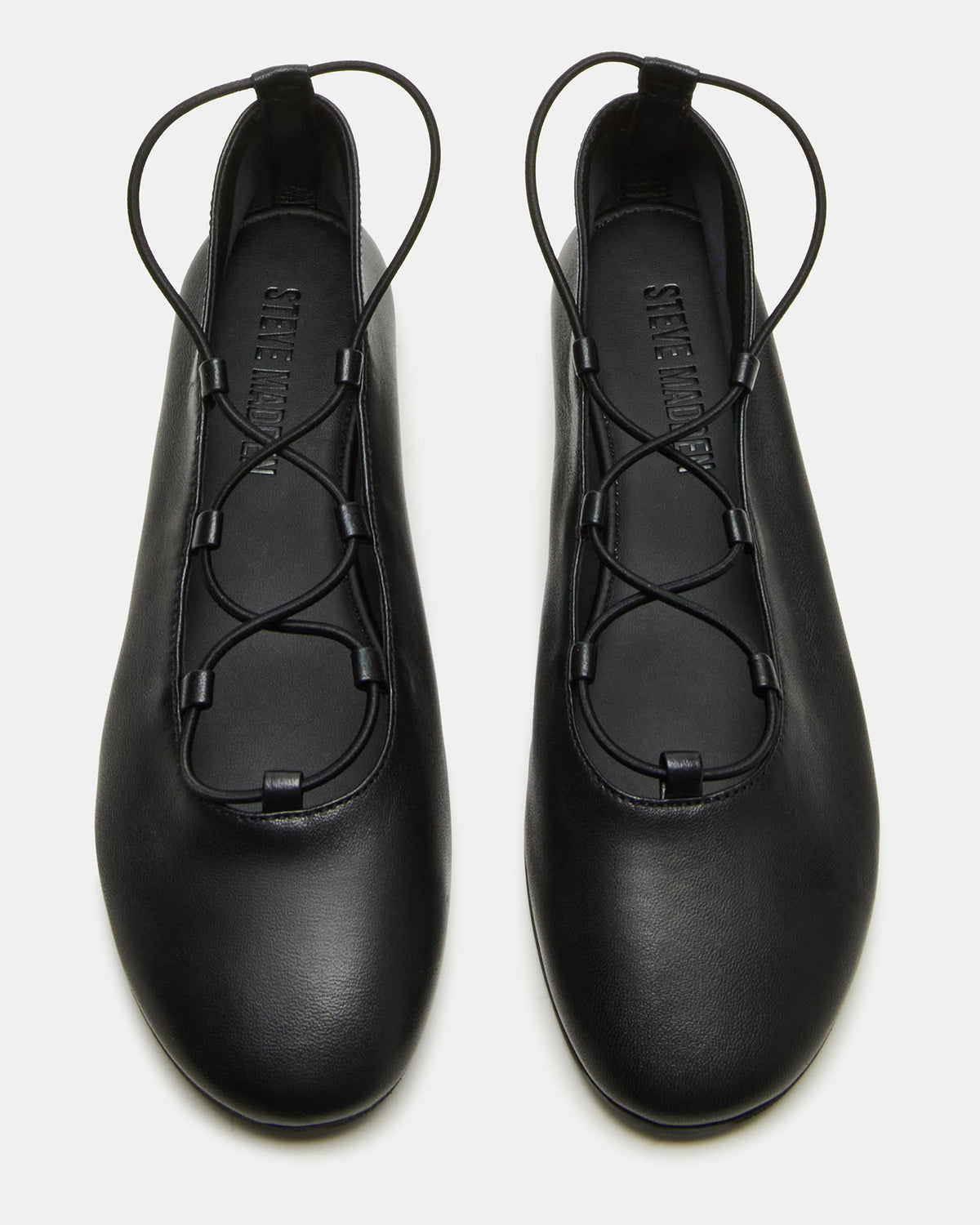 BOMBSHELL Black Leather Ballet Women's Flat Steve Madden BLACK LEATHER