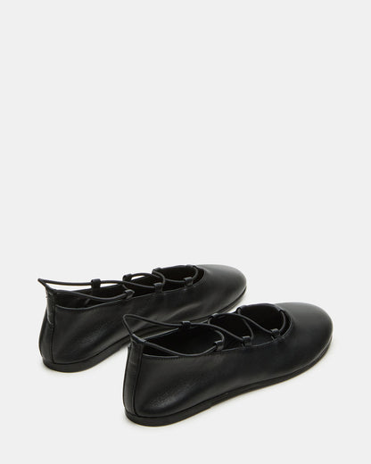 BOMBSHELL Black Leather Ballet Women's Flat Steve Madden BLACK LEATHER