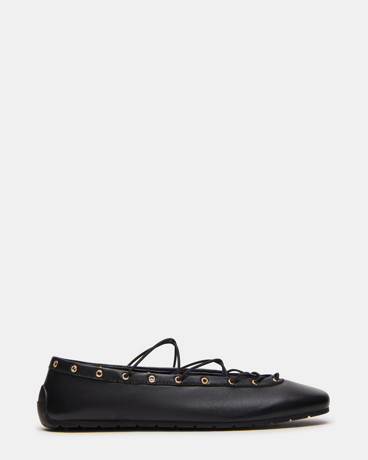 POINTE Black Leather Women's Ballet Square-Toe Flat Steve Madden BLACK LEATHER