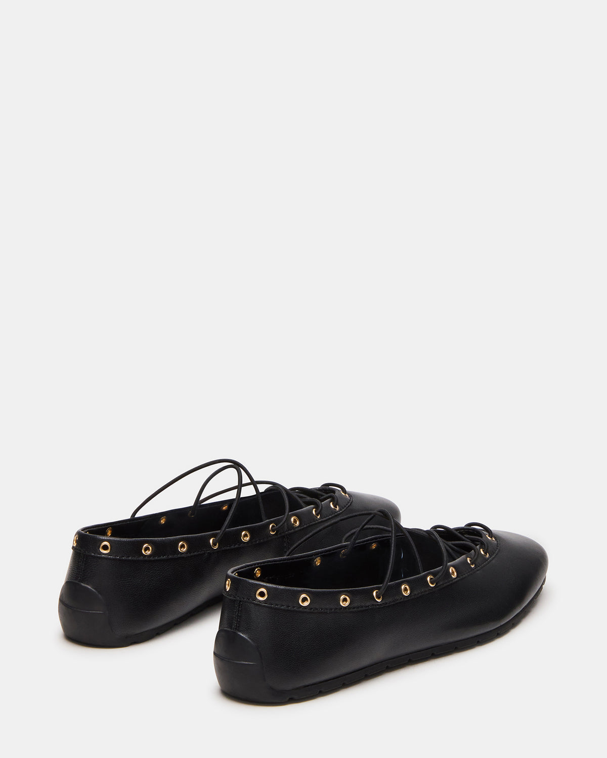 POINTE Black Leather Women's Ballet Square-Toe Flat Steve Madden BLACK LEATHER