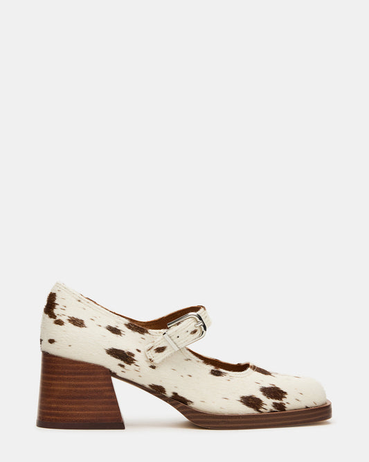 LISBON Brown Cow Print Square-Toe Mary Jane Women's Loafer Steve Madden BROWN MULTI