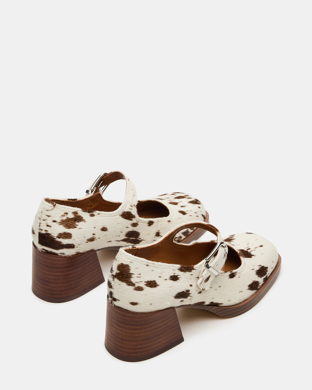 LISBON Brown Cow Print Square-Toe Mary Jane Women's Loafer Steve Madden BROWN MULTI