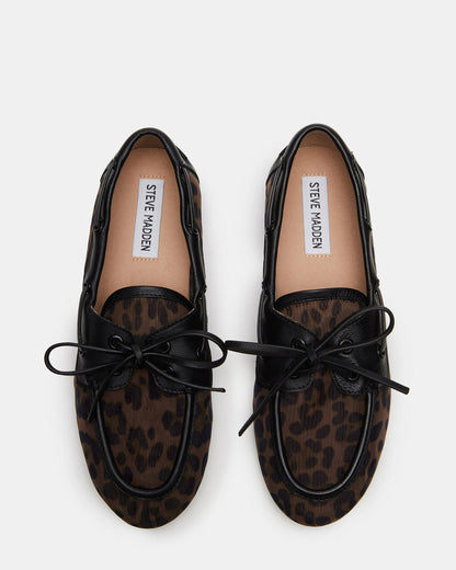 SAG Black/Leopard Women's Boat Shoe Steve Madden BLACK LEOPARD