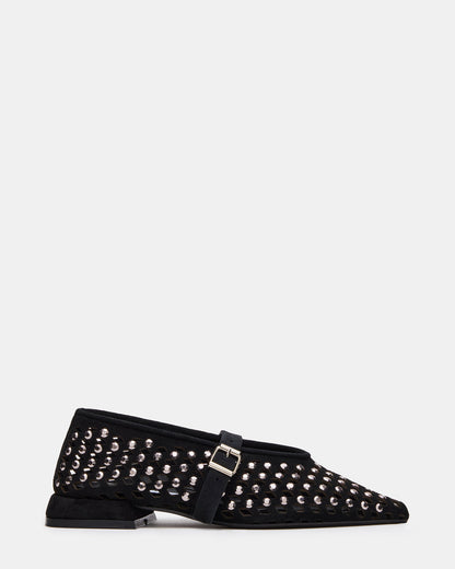NICO Black Suede Women's Pointed-Toe Mary Jane Flat Steve Madden BLACK SUEDE