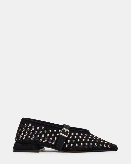 NICO Black Suede Women's Pointed-Toe Mary Jane Flat Steve Madden BLACK SUEDE