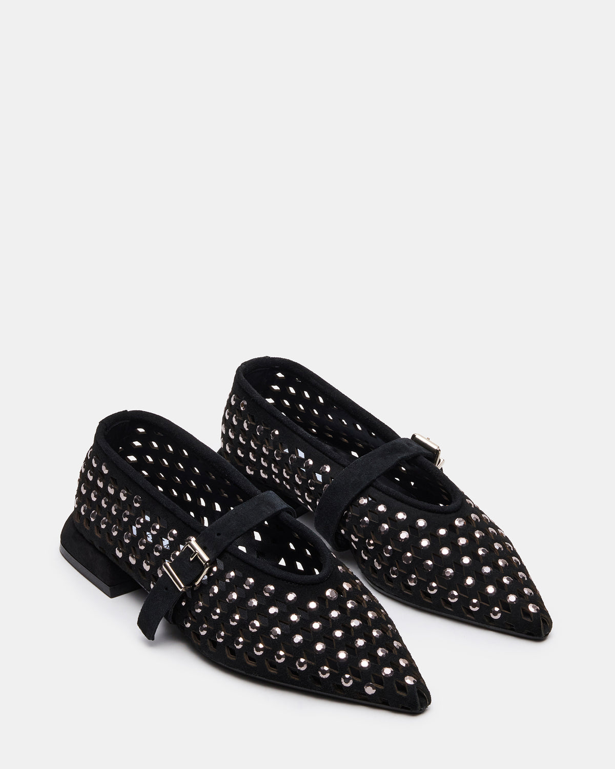 NICO Black Suede Women's Pointed-Toe Mary Jane Flat Steve Madden BLACK SUEDE