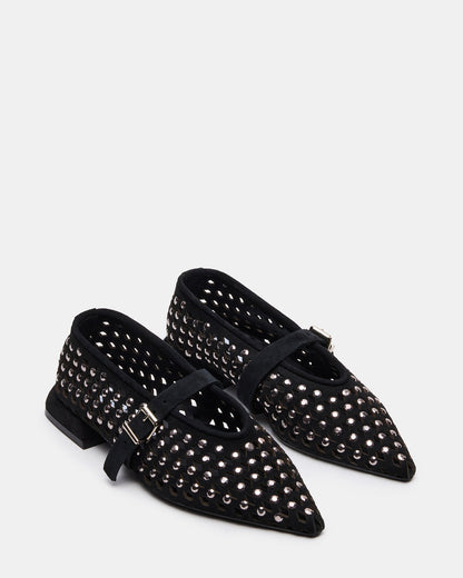 NICO Black Suede Women's Pointed-Toe Mary Jane Flat Steve Madden BLACK SUEDE