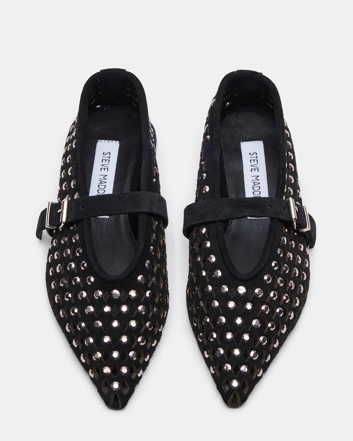 NICO Black Suede Women's Pointed-Toe Mary Jane Flat Steve Madden BLACK SUEDE