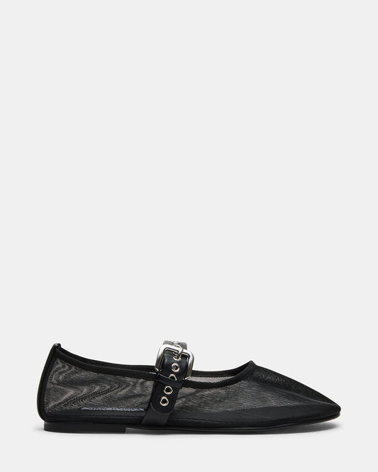 MITSY Black/Black Mary Jane Mesh Ballet Women's Flat Steve Madden BLACK/BLACK